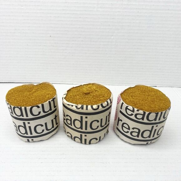 Vtg Lot of 3 Readicut Wool Nylon Pre-Cut Latch Hook Rug Yarn Dark Gold Yellow - Picture 1 of 5